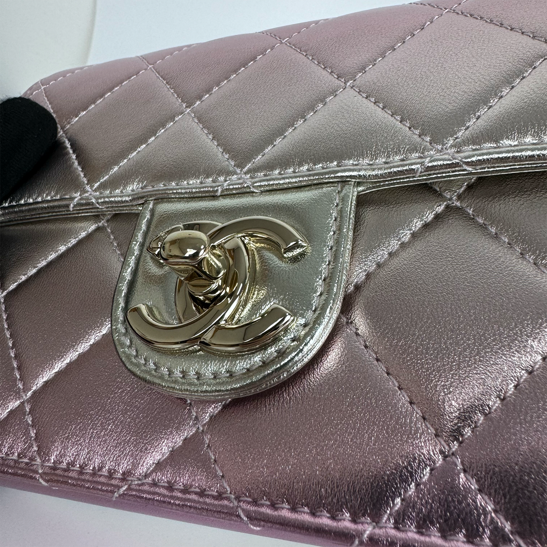 Chanel Like A Wallet Flap Bag in Iridescent Pink Lambskin