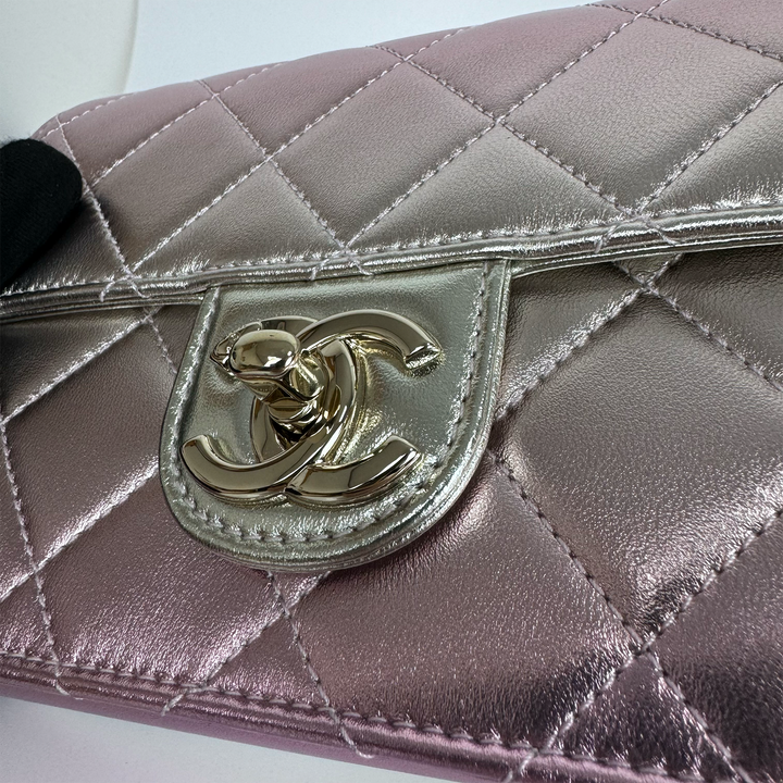 Chanel Like A Wallet Flap Bag in Iridescent Pink Lambskin