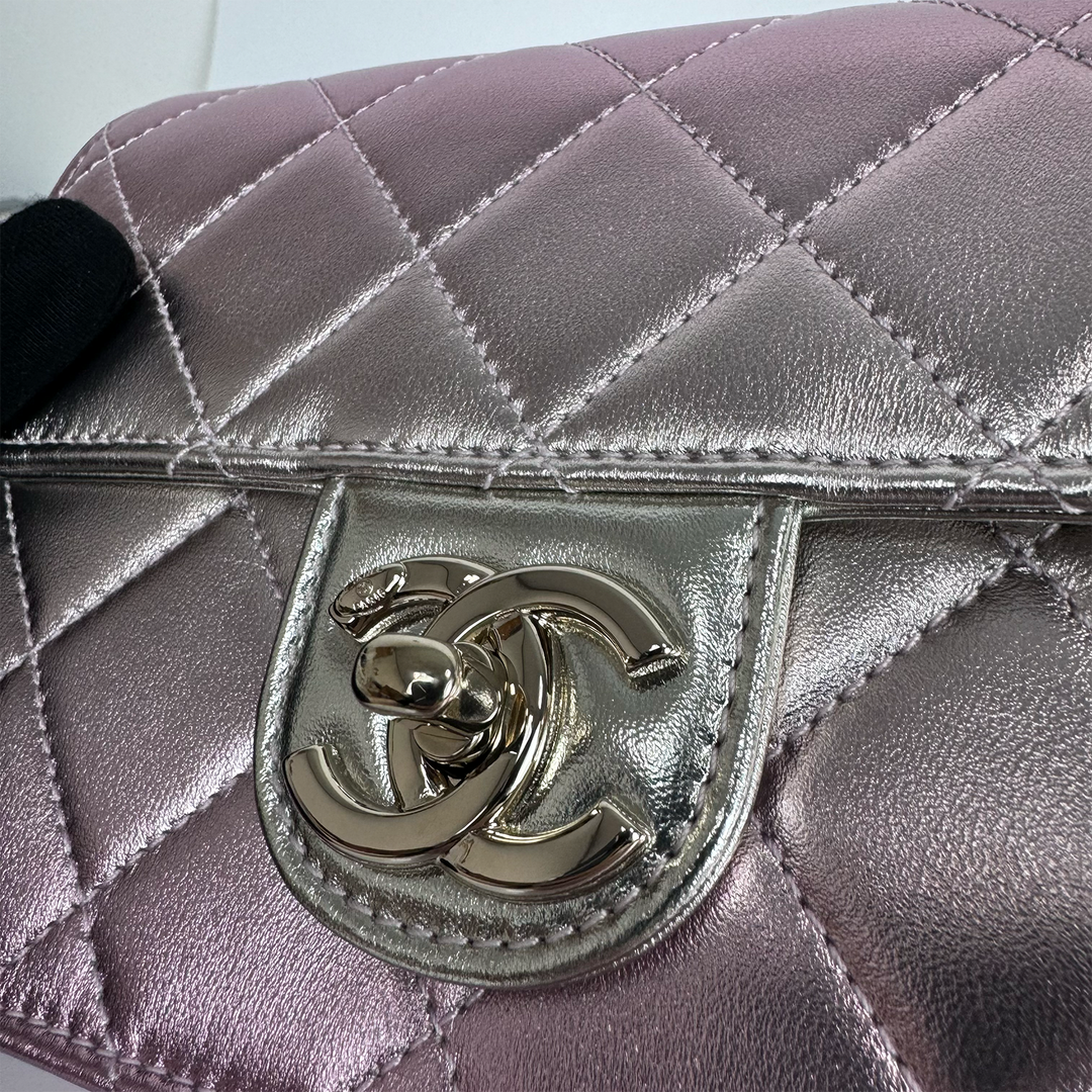 Chanel Like A Wallet Flap Bag in Iridescent Pink Lambskin
