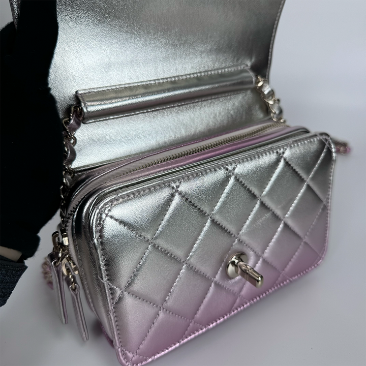 Chanel Like A Wallet Flap Bag in Iridescent Pink Lambskin