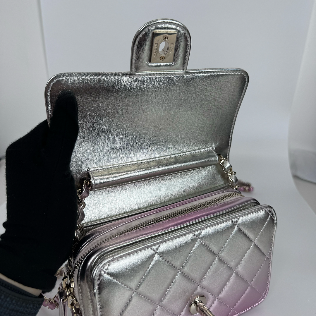 Chanel Like A Wallet Flap Bag in Iridescent Pink Lambskin