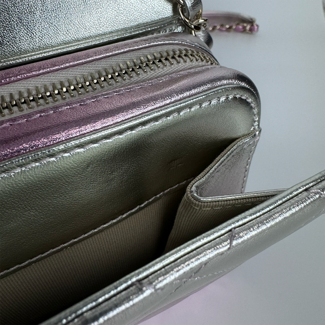 Chanel Like A Wallet Flap Bag in Iridescent Pink Lambskin