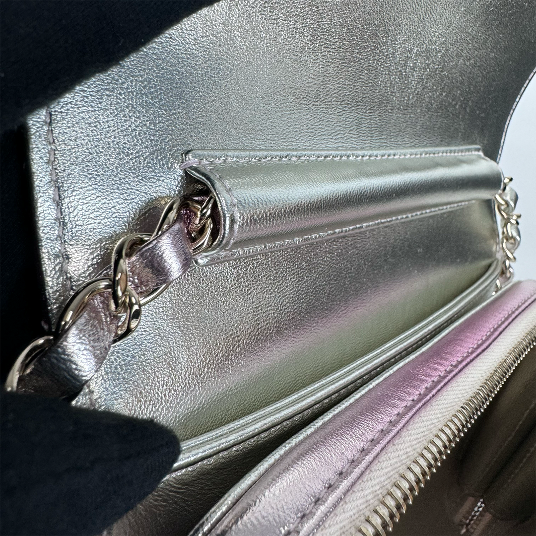 Chanel Like A Wallet Flap Bag in Iridescent Pink Lambskin