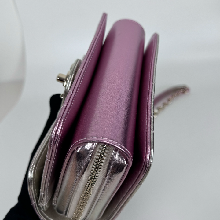 Chanel Like A Wallet Flap Bag in Iridescent Pink Lambskin