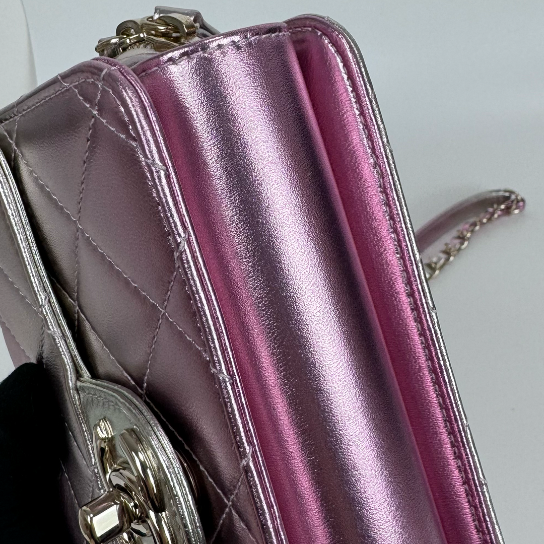 Chanel Like A Wallet Flap Bag in Iridescent Pink Lambskin