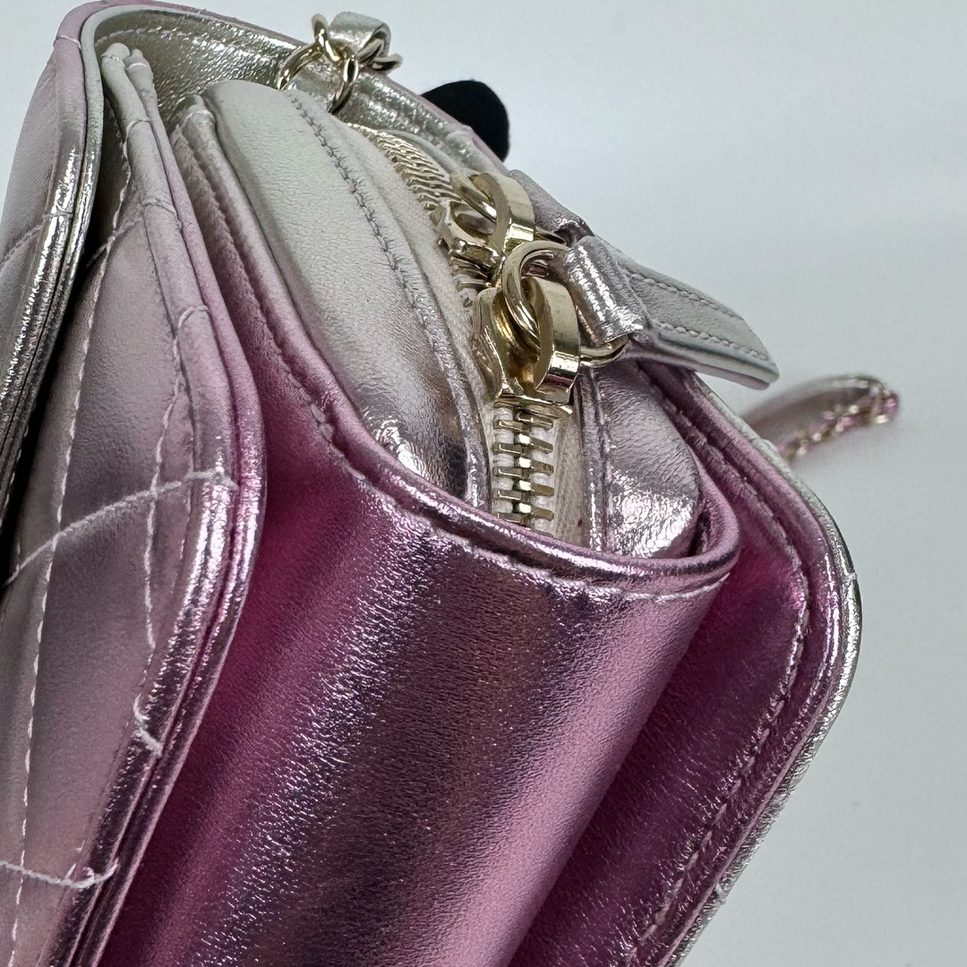 Chanel Like A Wallet Flap Bag in Iridescent Pink Lambskin