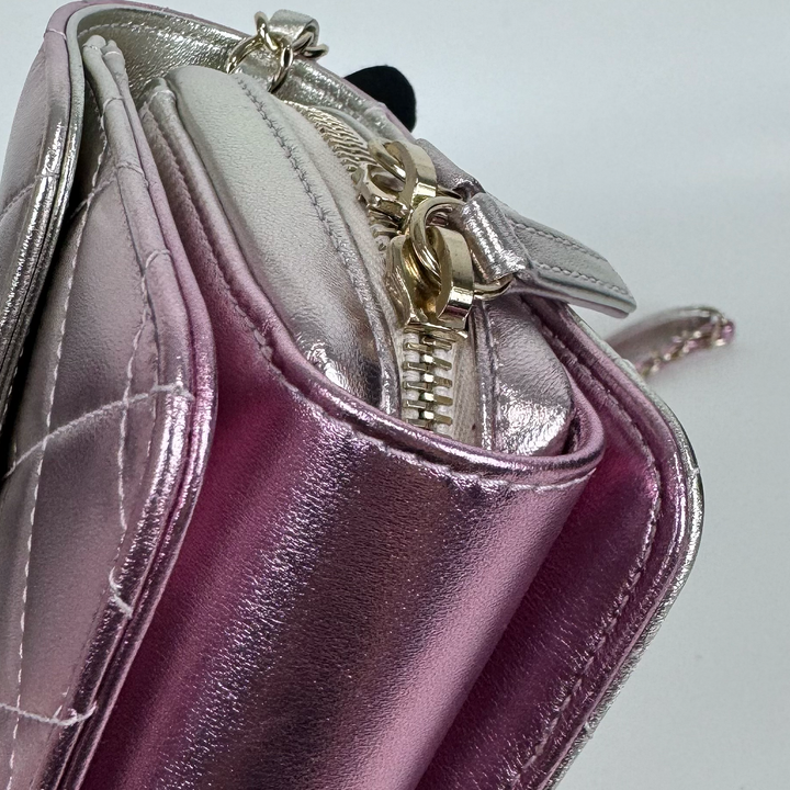 Chanel Like A Wallet Flap Bag in Iridescent Pink Lambskin