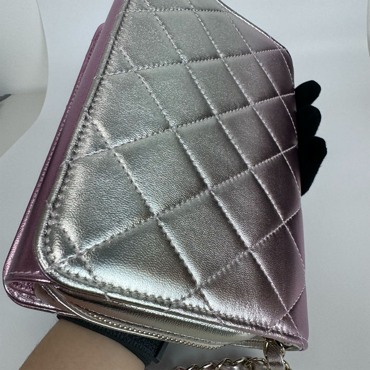 Chanel Like A Wallet Flap Bag in Iridescent Pink Lambskin