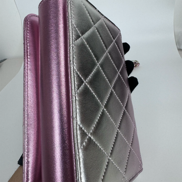 Chanel Like A Wallet Flap Bag in Iridescent Pink Lambskin