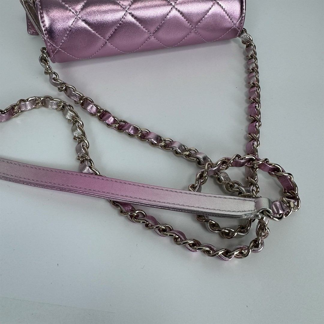 Chanel Like A Wallet Flap Bag in Iridescent Pink Lambskin