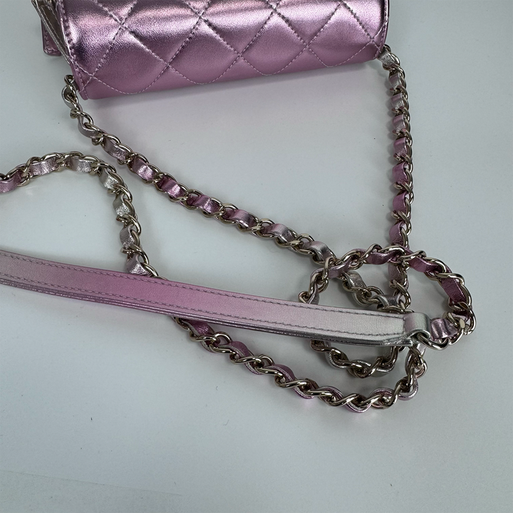 Chanel Like A Wallet Flap Bag in Iridescent Pink Lambskin