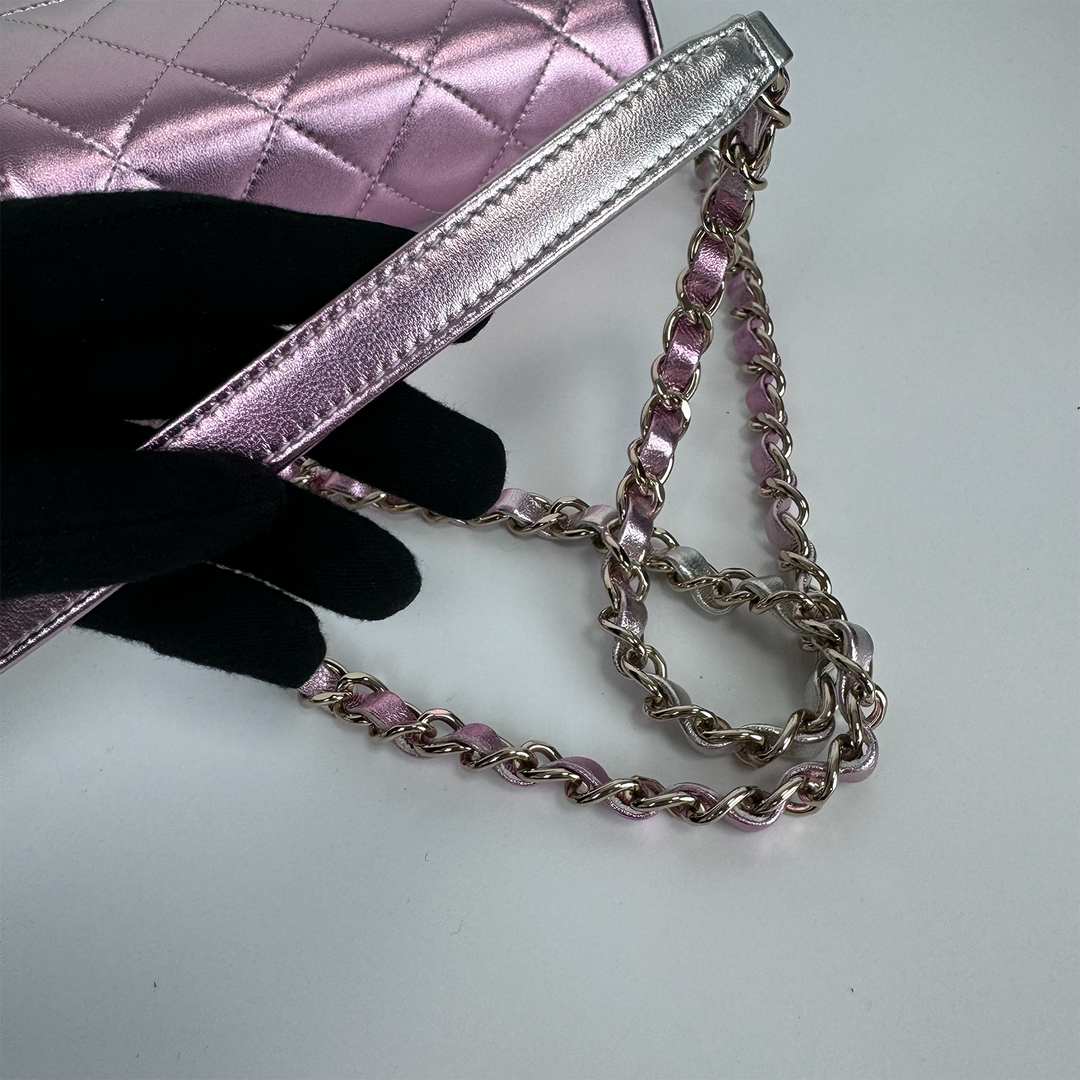 Chanel Like A Wallet Flap Bag in Iridescent Pink Lambskin