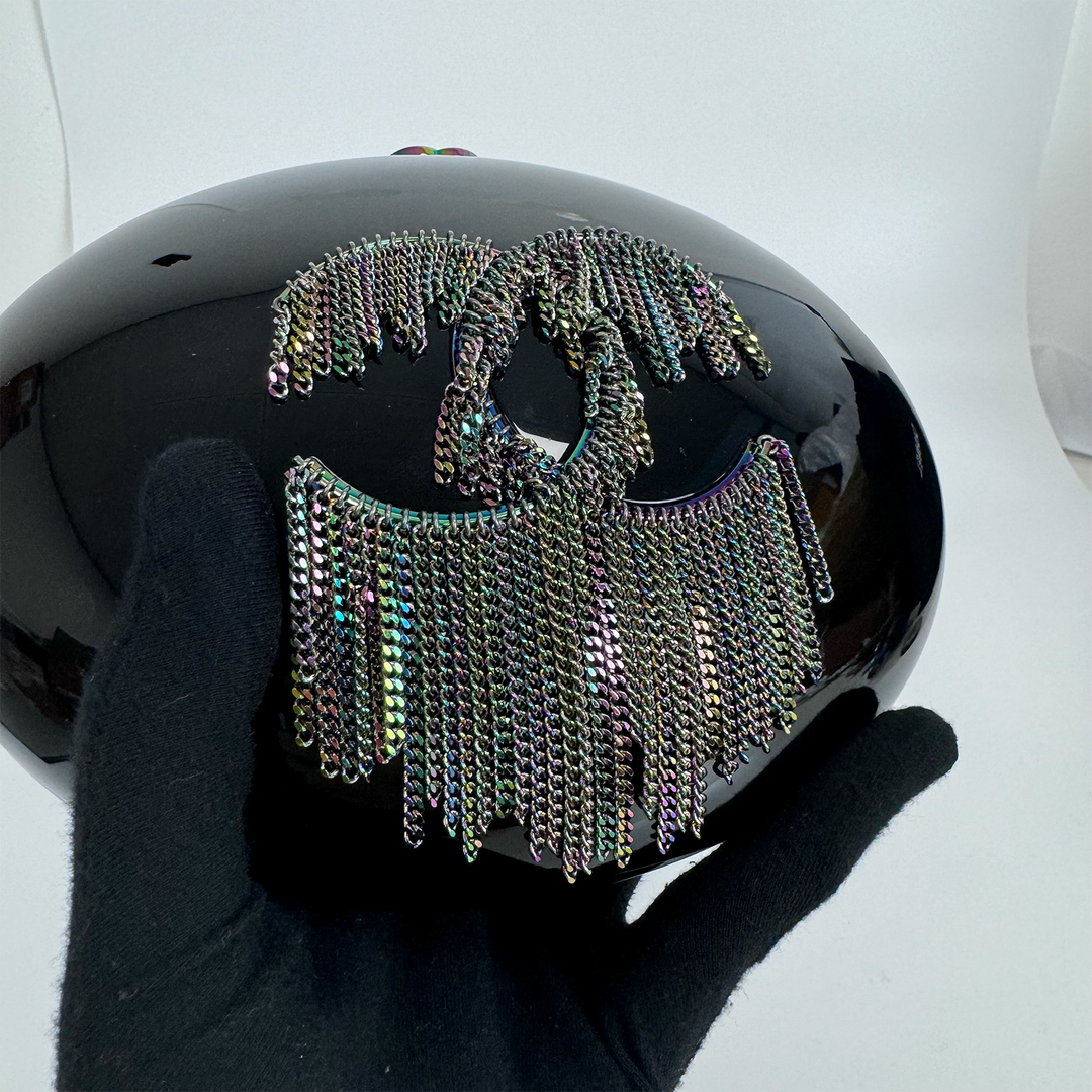 Chanel Holographic Chain Fringe CC Minaudiere in Black Plexiglass