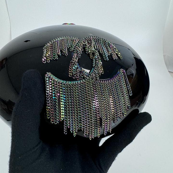 Chanel Holographic Chain Fringe CC Minaudiere in Black Plexiglass