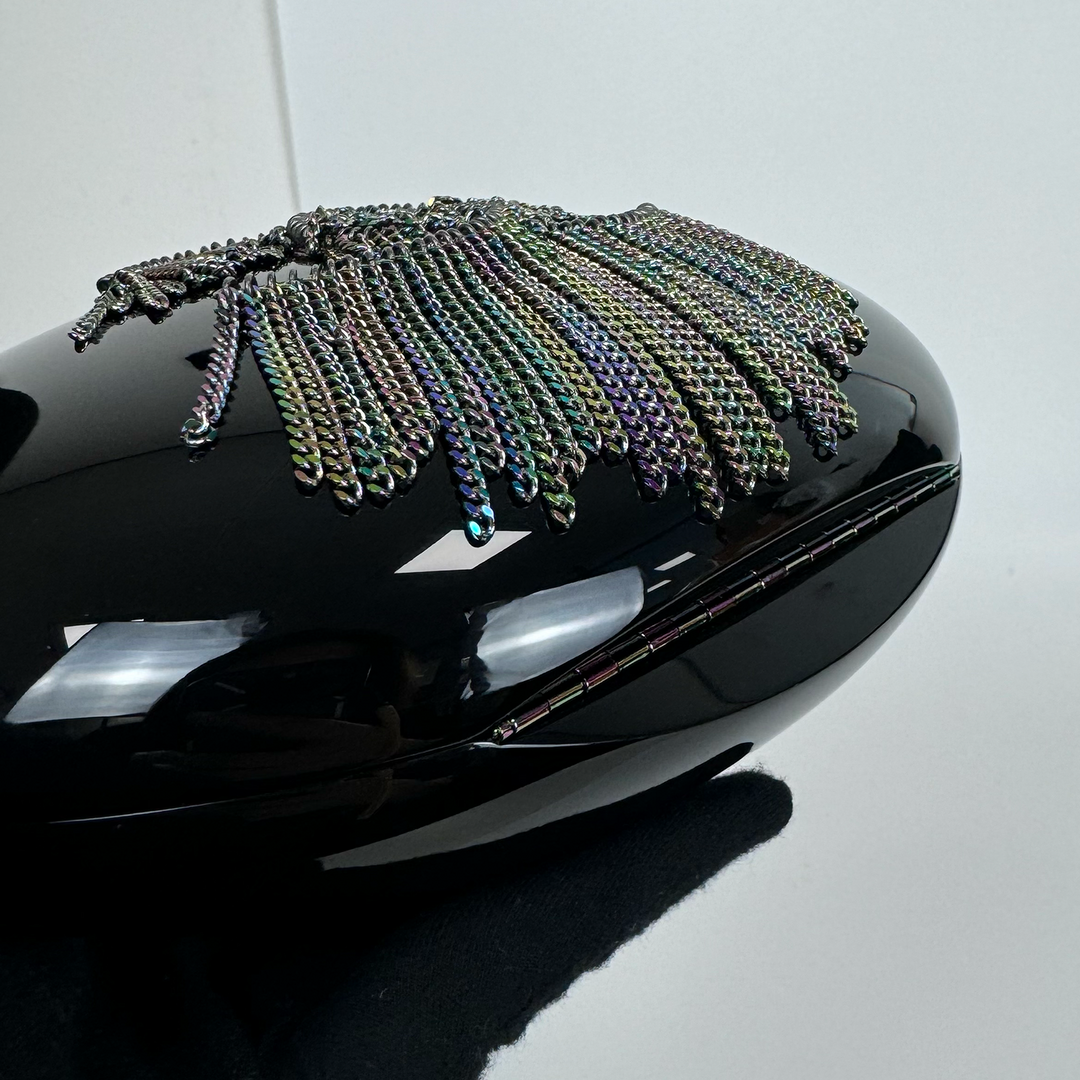 Chanel Holographic Chain Fringe CC Minaudiere in Black Plexiglass