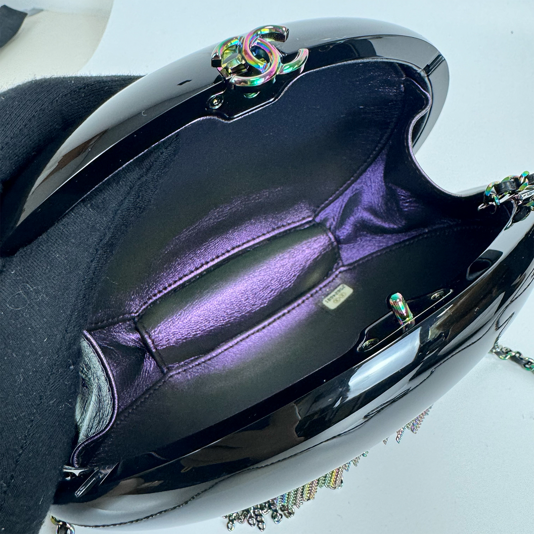 Chanel Holographic Chain Fringe CC Minaudiere in Black Plexiglass