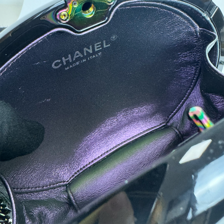 Chanel Holographic Chain Fringe CC Minaudiere in Black Plexiglass
