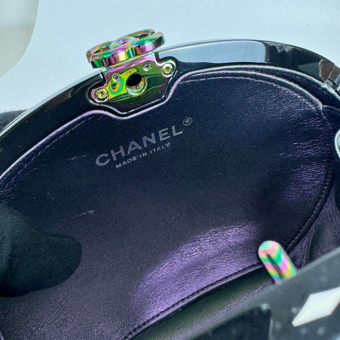 Chanel Holographic Chain Fringe CC Minaudiere in Black Plexiglass