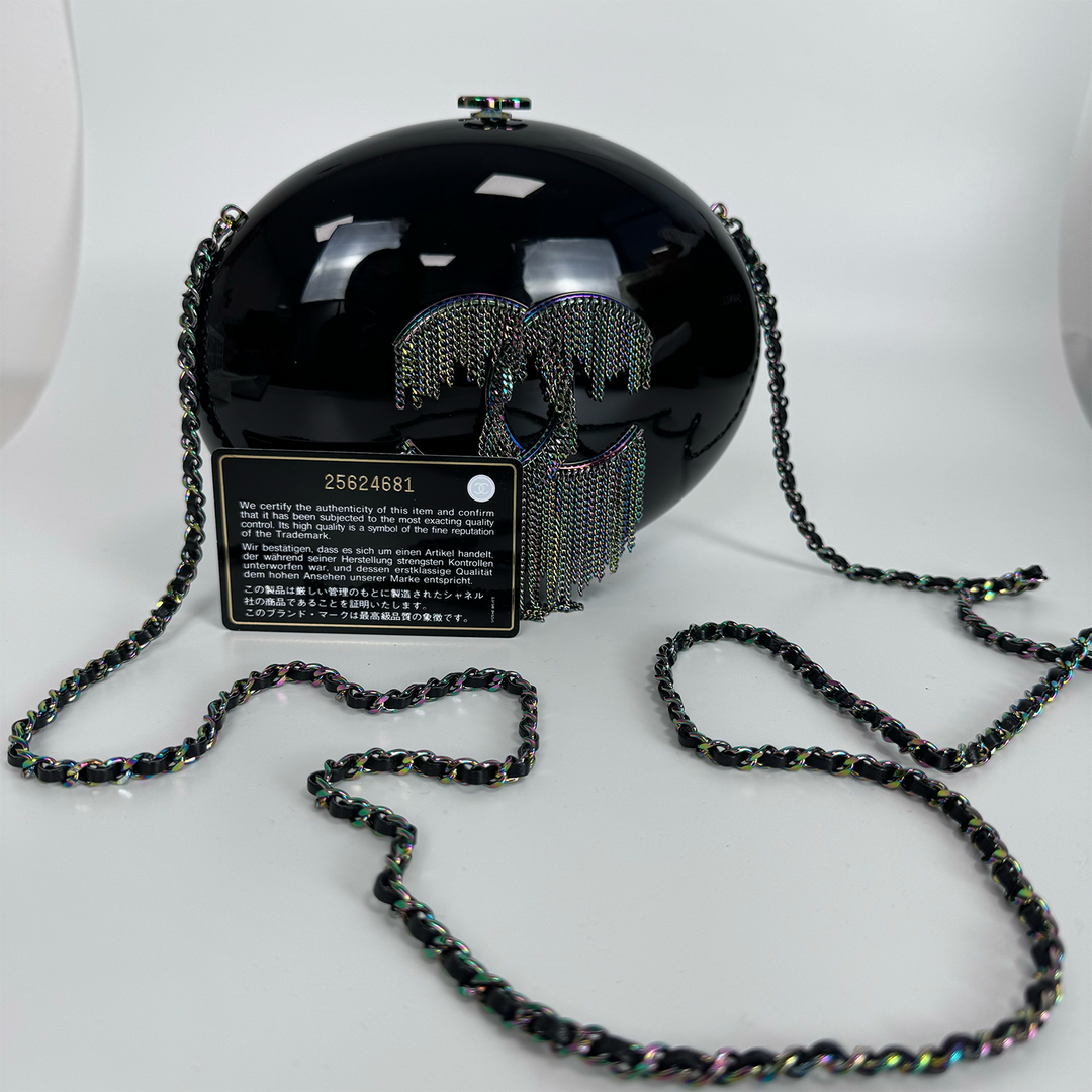 Chanel Holographic Chain Fringe CC Minaudiere in Black Plexiglass