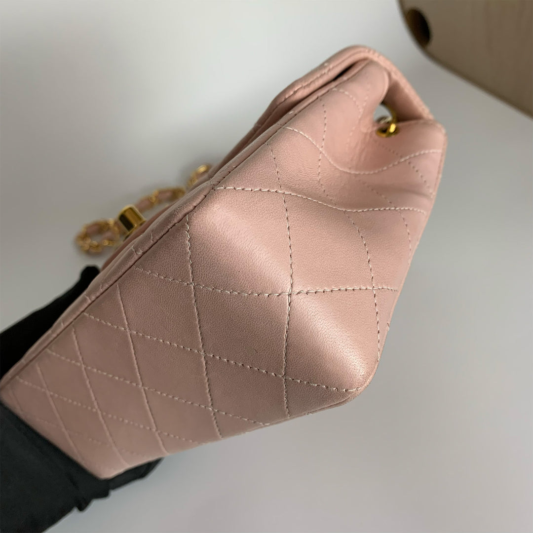 Chanel Vintage Pink Lambskin Mini Square Flap Bag