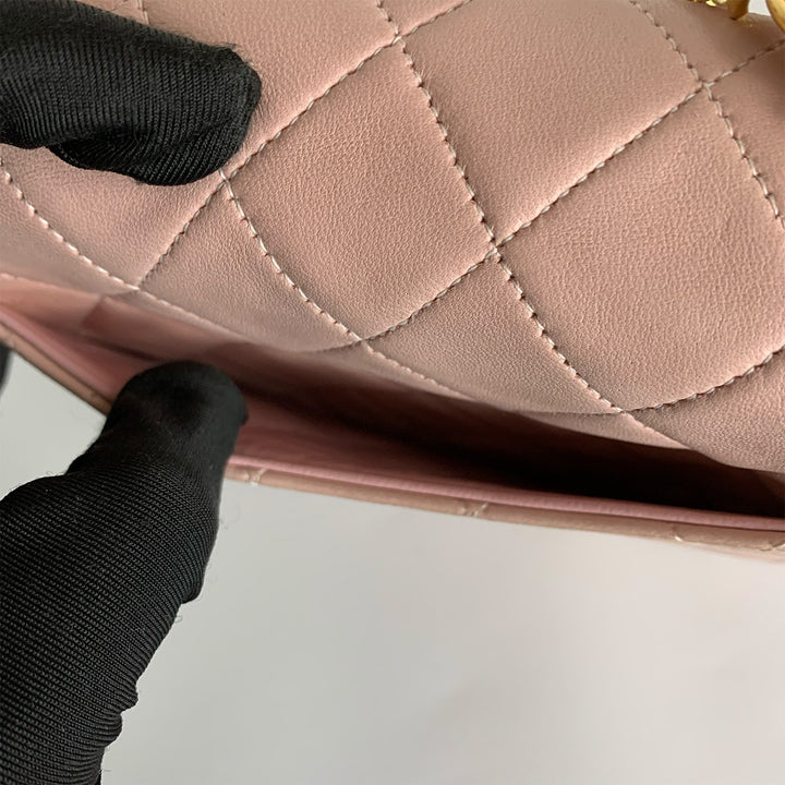 Chanel Vintage Pink Lambskin Mini Square Flap Bag