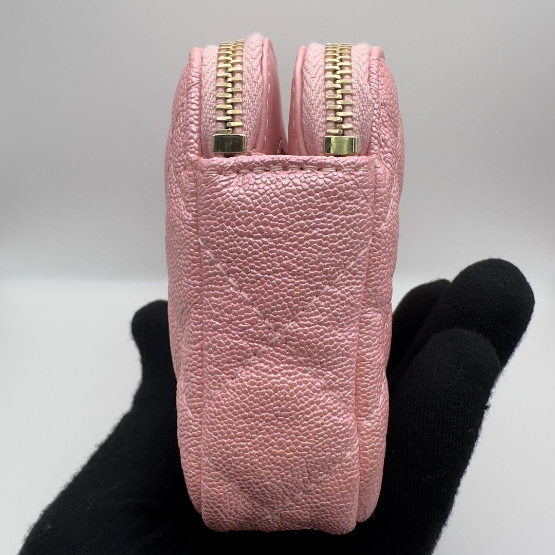 Chanel Small Clutch With Chain in Pink Iridescent Caviar with Gold Hardware