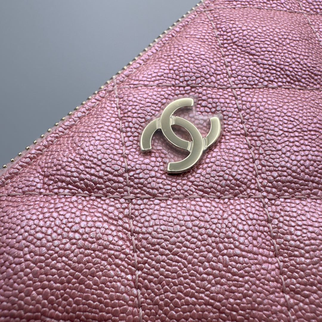 Chanel Small Clutch With Chain in Pink Iridescent Caviar with Gold Hardware