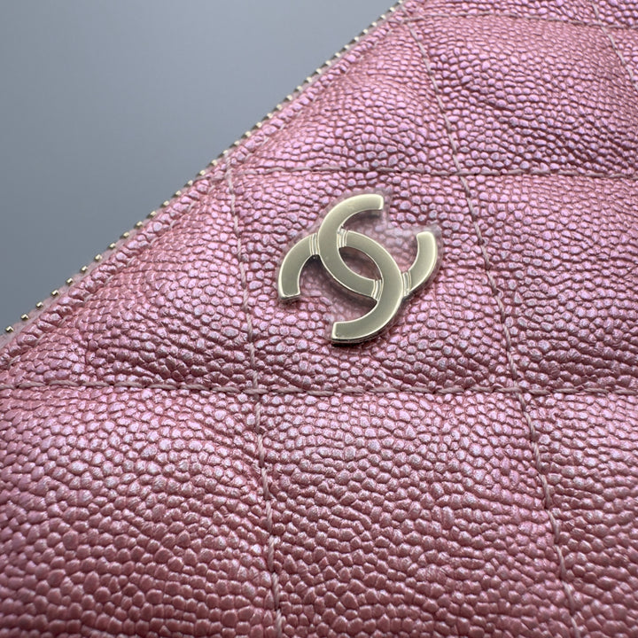 Chanel Small Clutch With Chain in Pink Iridescent Caviar with Gold Hardware