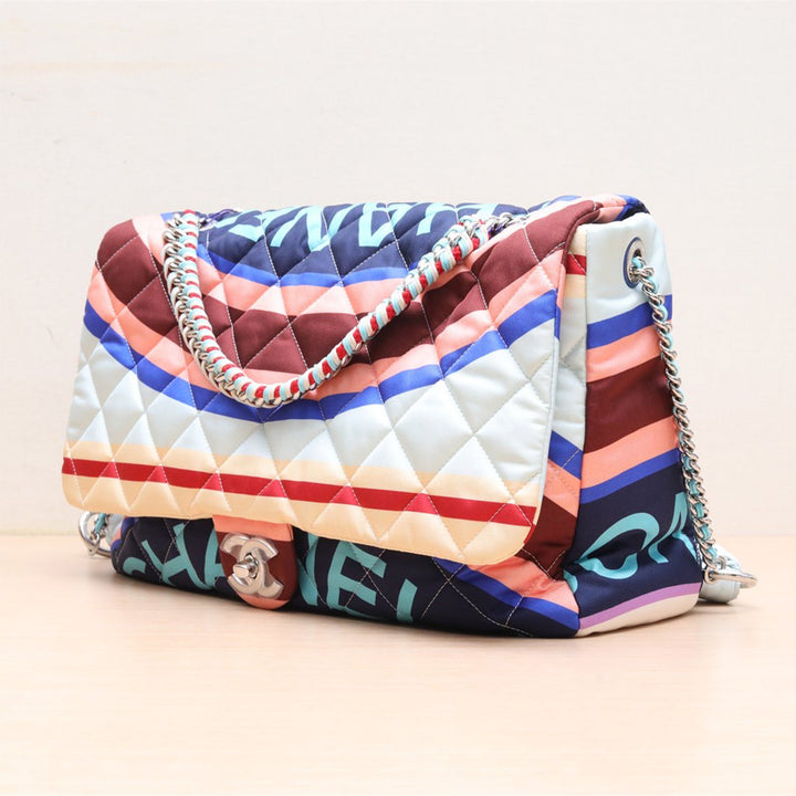 Chanel *Limited Edition* Big Matelasse Fabric Single Flap Single Chain Bag Multicolor Silver Metal Fittings