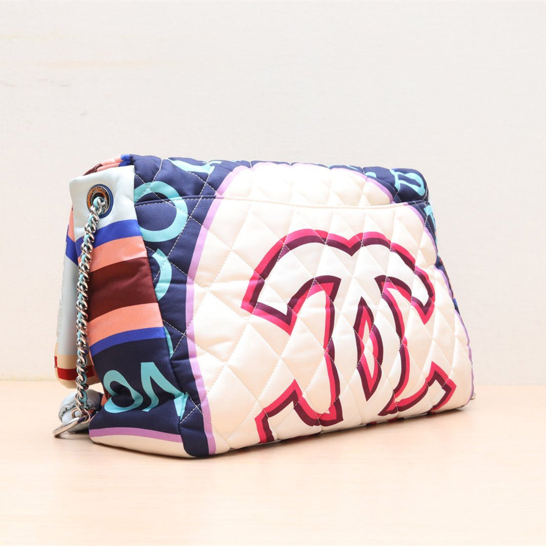 Chanel *Limited Edition* Big Matelasse Fabric Single Flap Single Chain Bag Multicolor Silver Metal Fittings