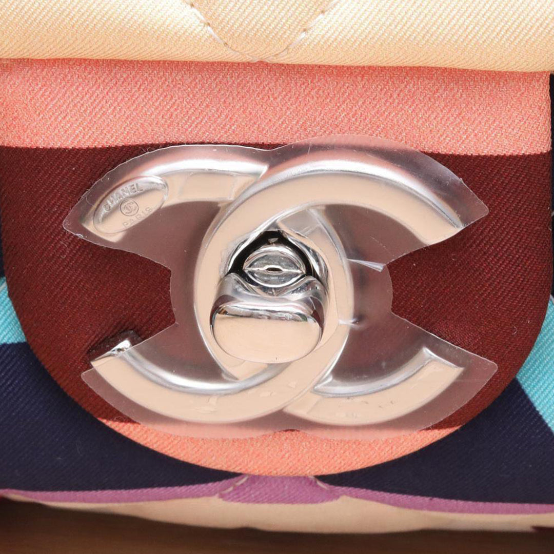 Chanel *Limited Edition* Big Matelasse Fabric Single Flap Single Chain Bag Multicolor Silver Metal Fittings