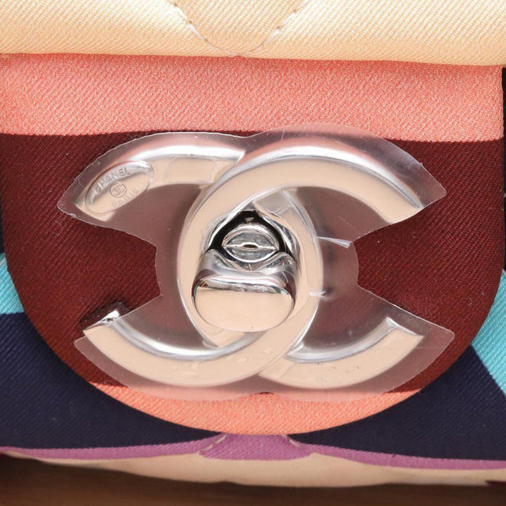 Chanel *Limited Edition* Big Matelasse Fabric Single Flap Single Chain Bag Multicolor Silver Metal Fittings