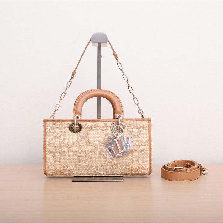 Christian Dior Raffia Lady D-Joy Gold Hardware