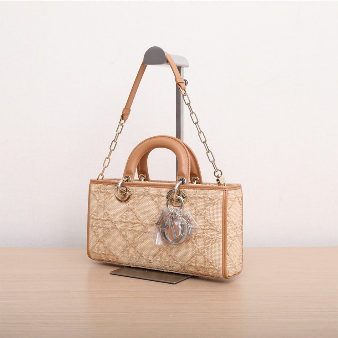 Christian Dior Raffia Lady D-Joy Gold Hardware