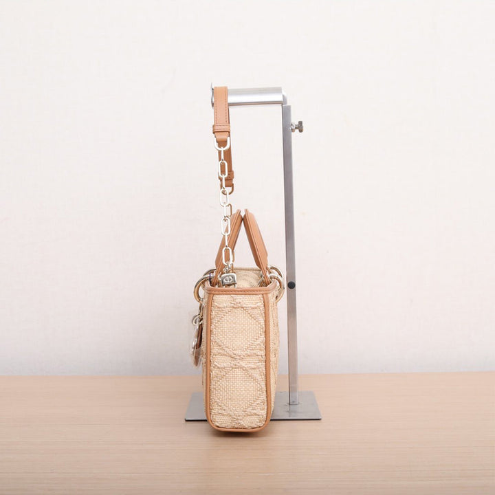 Christian Dior Raffia Lady D-Joy Gold Hardware