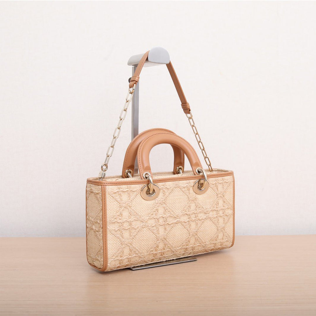 Christian Dior Raffia Lady D-Joy Gold Hardware