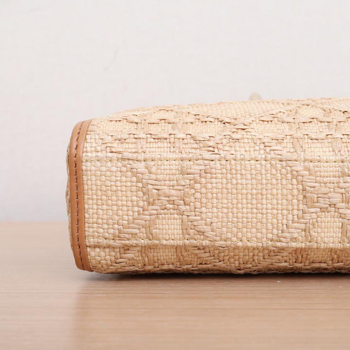 Christian Dior Raffia Lady D-Joy Gold Hardware
