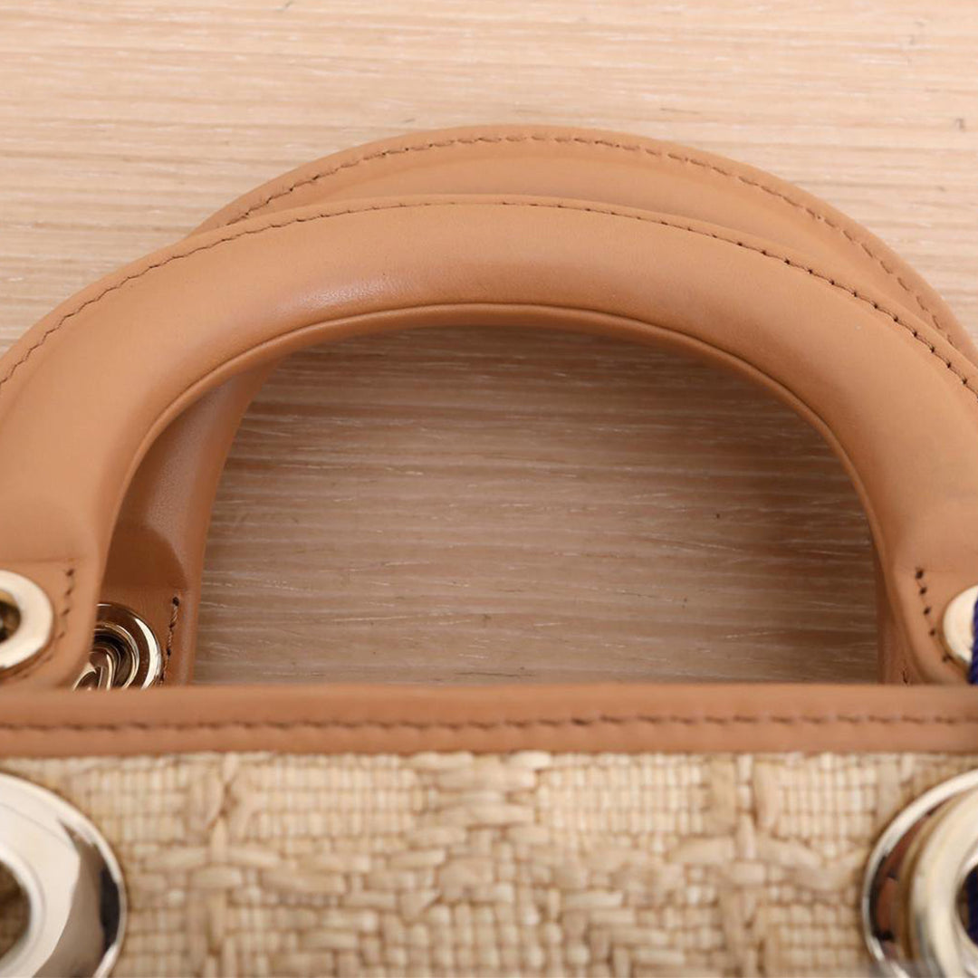 Christian Dior Raffia Lady D-Joy Gold Hardware