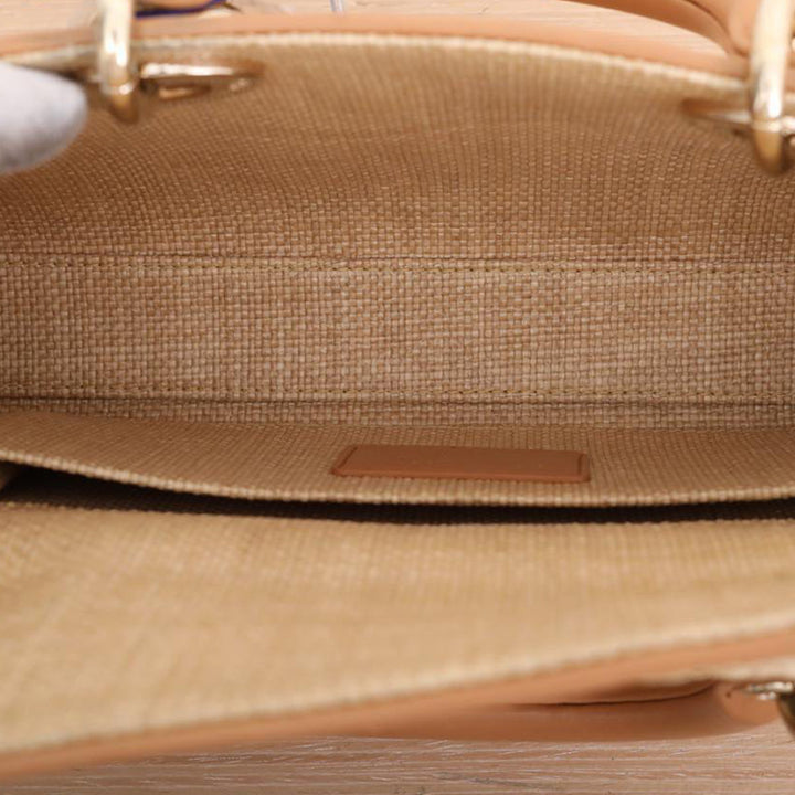 Christian Dior Raffia Lady D-Joy Gold Hardware