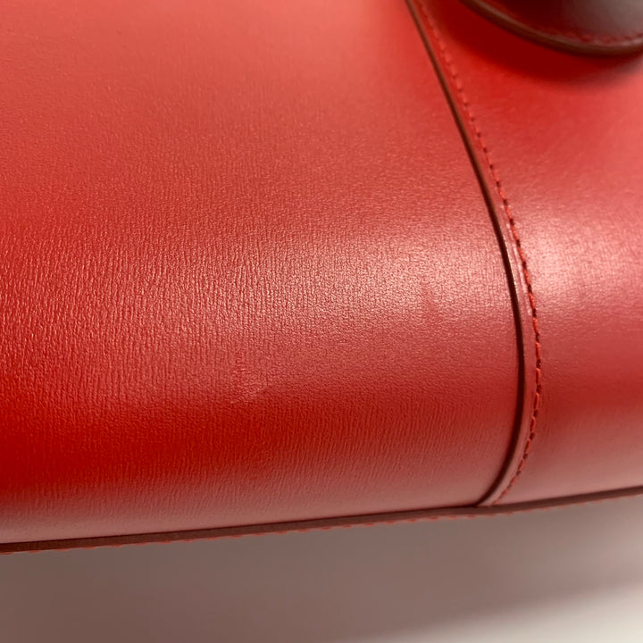 Delvaux Brillant GM Red Box Calfskin Leather Bag with Gold Hardware