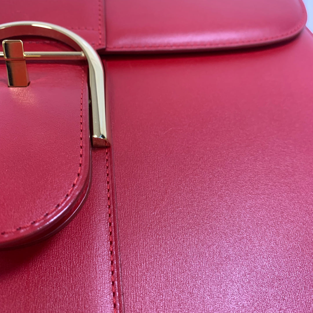 Delvaux Brillant GM Red Box Calfskin Leather Bag with Gold Hardware