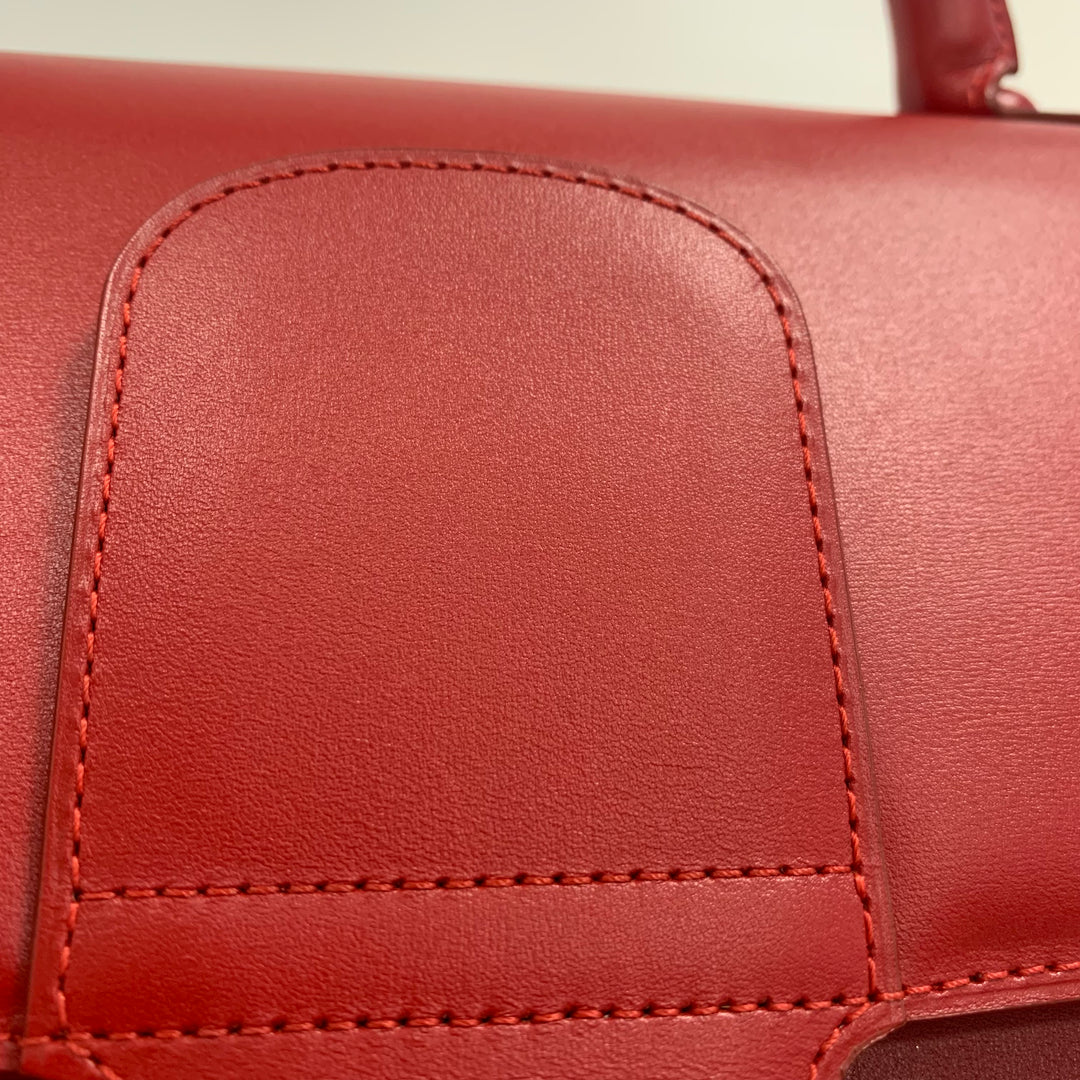 Delvaux Brillant GM Red Box Calfskin Leather Bag with Gold Hardware