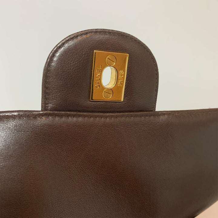 Chanel Vintage Two-Face Double Sided Classic Flap Bag in Brown with Gold Hardware