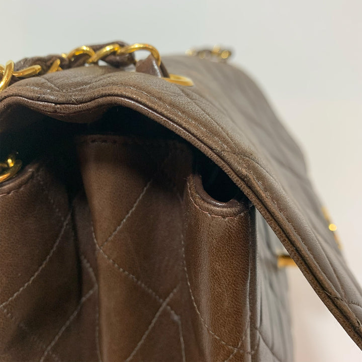 Chanel Vintage Two-Face Double Sided Classic Flap Bag in Brown with Gold Hardware