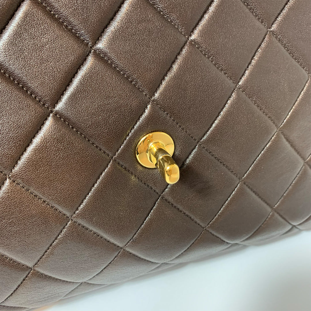 Chanel Vintage Two-Face Double Sided Classic Flap Bag in Brown with Gold Hardware