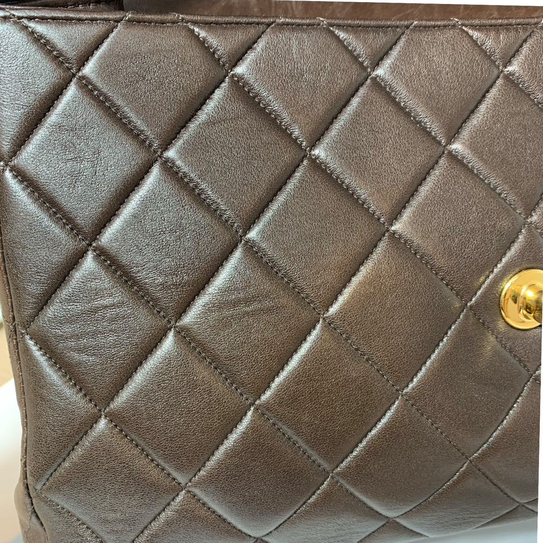 Chanel Vintage Two-Face Double Sided Classic Flap Bag in Brown with Gold Hardware