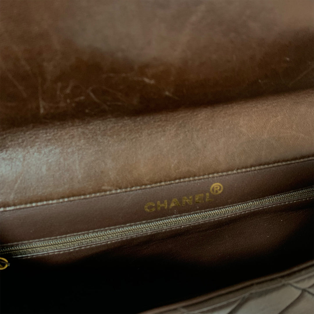 Chanel Vintage Two-Face Double Sided Classic Flap Bag in Brown with Gold Hardware
