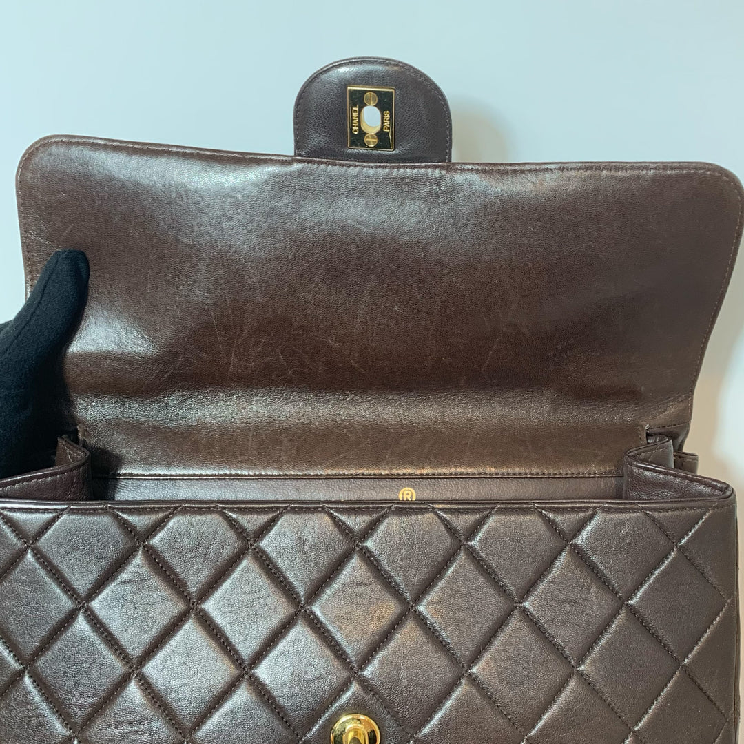 Chanel Vintage Two-Face Double Sided Classic Flap Bag in Brown with Gold Hardware