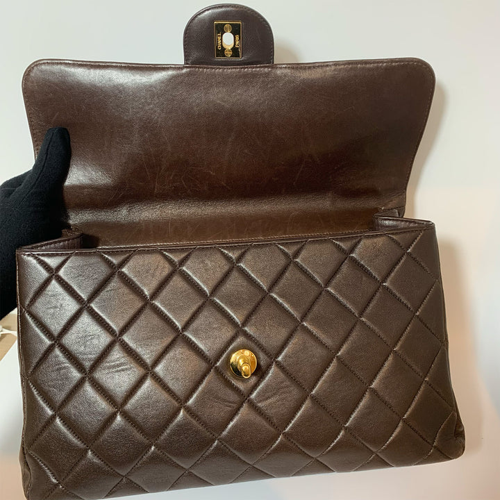 Chanel Vintage Two-Face Double Sided Classic Flap Bag in Brown with Gold Hardware
