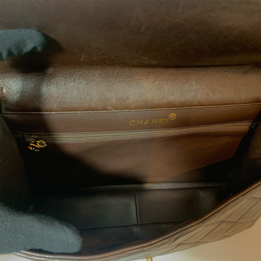 Chanel Vintage Two-Face Double Sided Classic Flap Bag in Brown with Gold Hardware